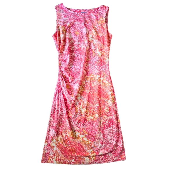 J. McLaughlin Coral Pink Orange Sleeveless Ruched Dress XS Extra Small - Picture 1 of 3